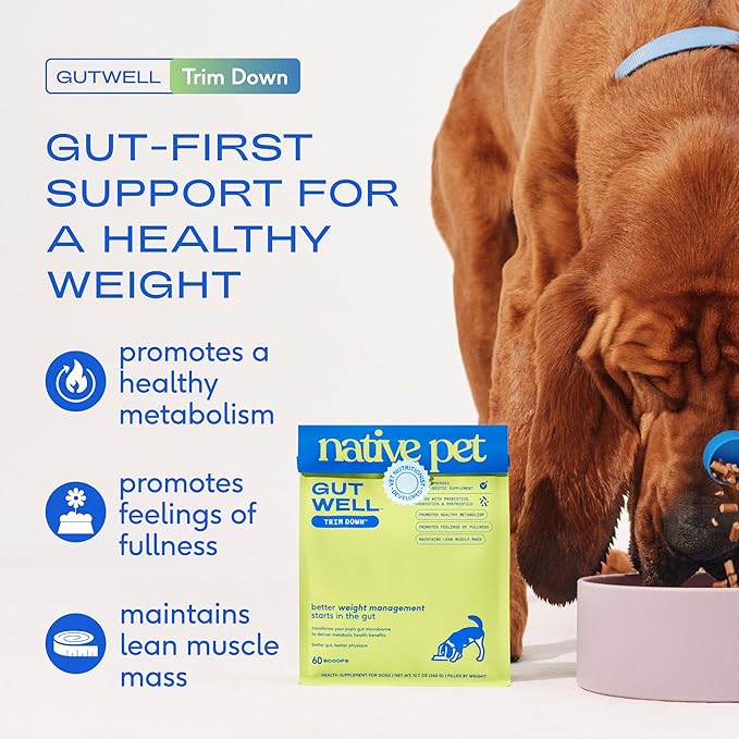 Native Pet Lean & Strong Bundle: GutWell Trim Down - Dog Weight Loss Supplement & Goat Milk for Dogs - Organic Goat Milk Powder - Puppy Formula Dairy Replacement Packed with Protein - 60 Scoops