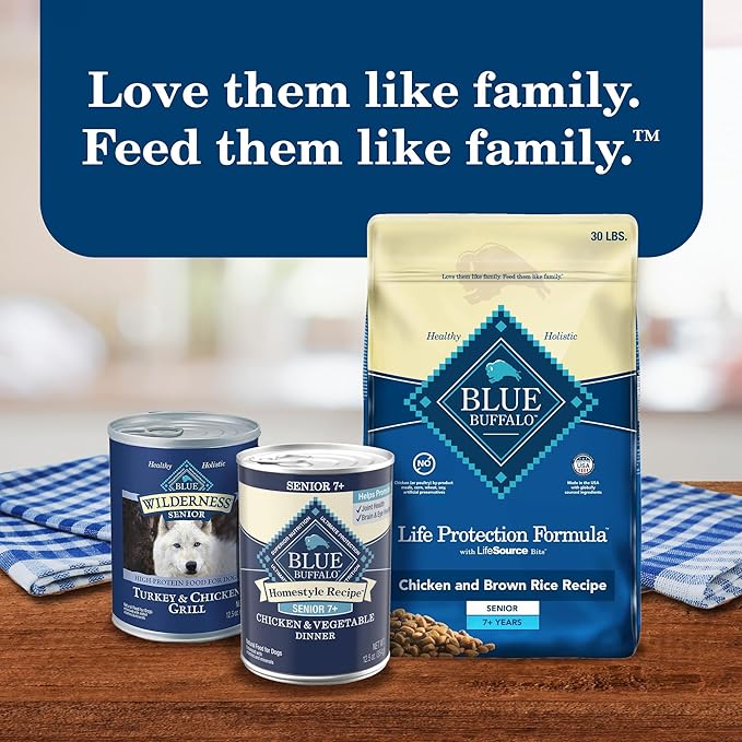 Blue Buffalo Homestyle Recipe Senior Wet Dog Food, Made with Natural Ingredients, Chicken Dinner with Garden Vegetables, 12.5-oz Cans (12 Count) (Pack of 2)