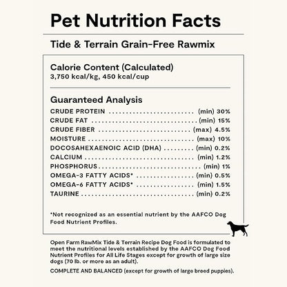 Open Farm, RawMix Grain-Free Dry Dog Food, Protein-Packed Kibble Coated in Bone Broth with Freeze Dried Raw Chunks, Pollock Beef & Salmon, Tide & Terrain Recipe, 3.5lb Bag