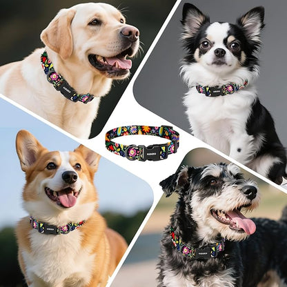 Kazazoo Dog Collar Cute and Soft Nylon Puppy Collar for Boy and Girl, Adjustable Dog Collars for Medium Large Dogs, Tropical-L
