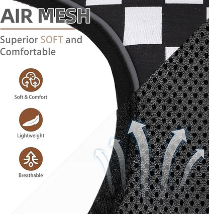PUPTECK Soft Mesh Dog Harness and Leash Set Pet Puppy Cat Comfort Padded Vest No Pull Harnesses, Checkered Black&White, S