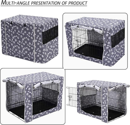 Pethiy Dog Crate Cover Durable Polyester Pet Kennel Cover Universal Fit for Wire Dog Crate - Fits Most 30 inch Dog Crates - Cover only-Sky Gray-30