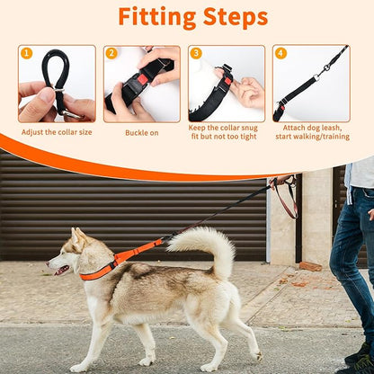Mayerzon Martingale No Pull Collar for Medium Large Dogs, Patented Anti Pull Dog Collar with Buckle for Walking Training, with Neoprene Padding and Reflective Stitching, Adjustable(Sunset Orange, L)