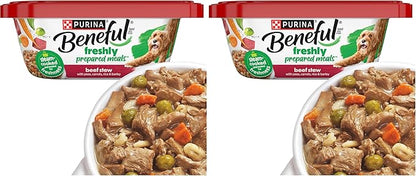 Beneful Purina Gravy Wet Dog Food, Prepared Meals Beef Stew - (8) 10 oz. Tubs (Pack of 2)
