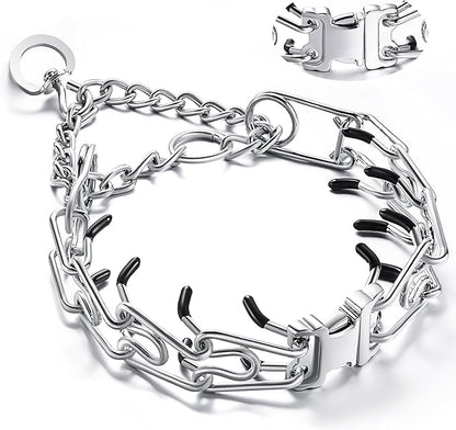 Prong Collar for Dogs, Adjustable Dog Training Collar with Quick Release Buckle for Small Medium Large Dogs (S/Neck Girth 11.2"-14.5")
