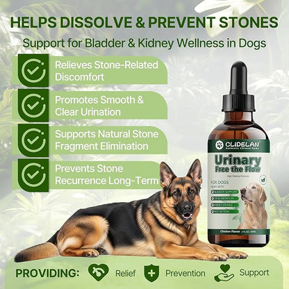 Bladder & Kidney Stones Dissolver for Dogs – Helps with Stone and Crystals Fragment Flush & Prevention – Natural Dog UTI Treatment, Herbal Vet-Formulated, Dog Urinary Tract Infection Treatment