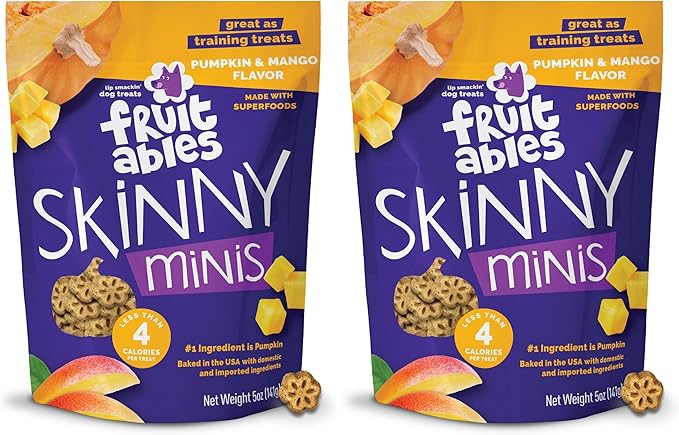 Fruitables Dog Treats, Pumpkin Mango, 5 Ounces | Pack of 2 | Low Calorie | Training Treats | Grain Free