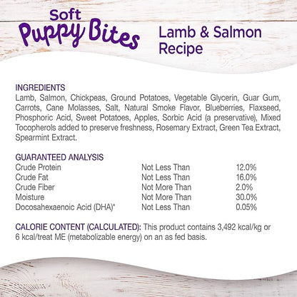 Wellness Soft Puppy Bites Healthy Grain-Free Treats for Training, Dog Treats with Real Meat and DHA, No Artificial Flavors (Lamb & Salmon, 8-Ounce Bag) (Pack of 2)