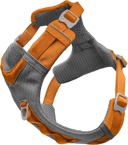 Kurgo Journey Air Dog Harness - Secure Fit for Active Dogs - Padded Chest - Lightweight Ripstop Fabric - Breathable Mesh - Reflective Trim - Back Assist Handle - Orange - Small
