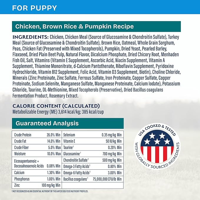 Natural Balance Health Protection Puppy Dry Dog Food – Whole Body Health, Easy on Digestion Dog Food Made with Chicken, Brown Rice & Pumpkin for Puppies - 12lbs.