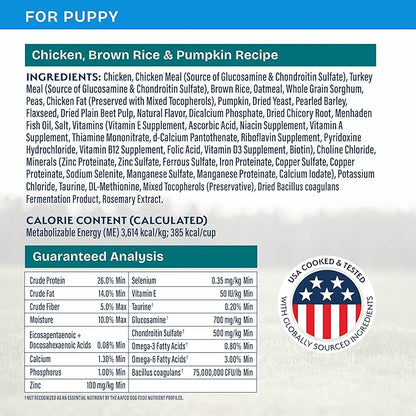 Natural Balance Health Protection Puppy Dry Dog Food – Whole Body Health, Easy on Digestion Dog Food Made with Chicken, Brown Rice & Pumpkin for Puppies - 12lbs.