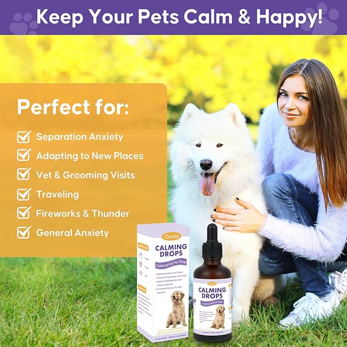 Sedation Drops for Dogs Nail Trimming Grooming, Natural Calming Solution with Melatonin for Relieve Separation Anxiety Stress Vet Visits, Calming Drops with for Thunder Fireworks Traveling Sleep Aid