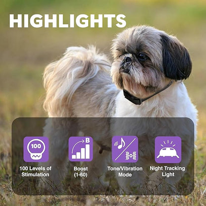 Educator ME-300 Micro E Collar for Dog Training with Remote - 1/3 Mile Range, Waterproof, 100 Blunt Stimulation Levels, Tone or Vibration Mode, Night Tracking Light for Small, Medium & Large Dogs