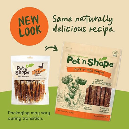 Pet 'n Shape Duck 'n Hide Twists - Duck Wrapped Rawhide Natural Dog Treats, Small, 1 Pound (Pack of 1)