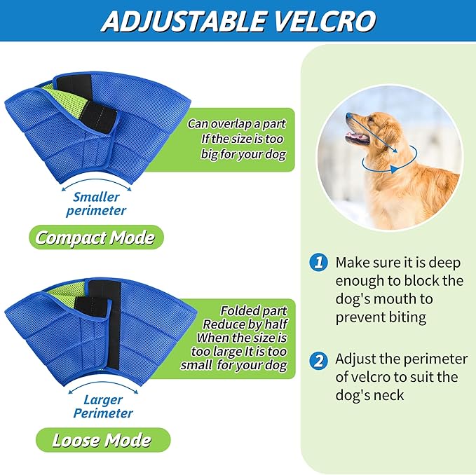 Soothing Recovery Cone for Dogs & Cats, Soft Anti-Lick Collar for Post-Surgery Protection, Comfortable Elizabethan Cone Alternative for Spay Neuter Recovery, Adjustable Design (S)