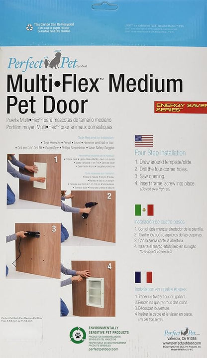 IDEAL PET PRODUCTS SINCE 1979 Perfect Pet Multi-Flex Pet Door, Medium, 6.38" x 11.25" Flap Size