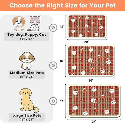 Pet Feeding Mat-Absorbent Pet Placemat for Food and Water Bowl, with Waterproof Rubber Backing, Quick Dry Water Dispenser Mat for Dog and Cat (27"x17", Red)