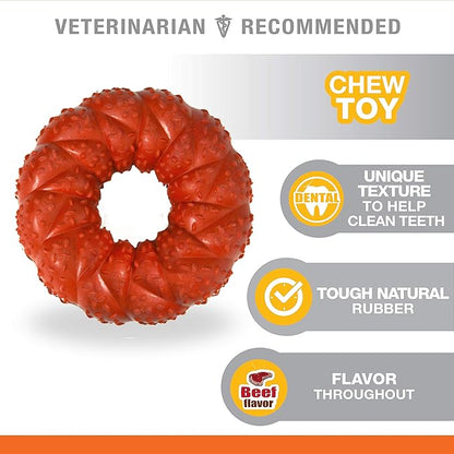 Nylabone Braided Ring Strong Chew Toy for Dogs, Natural Rubber Dog Toy for Moderate & Aggressive Chewers, Beef Flavor, Medium Dogs - Up to 35 lbs, 1 Count
