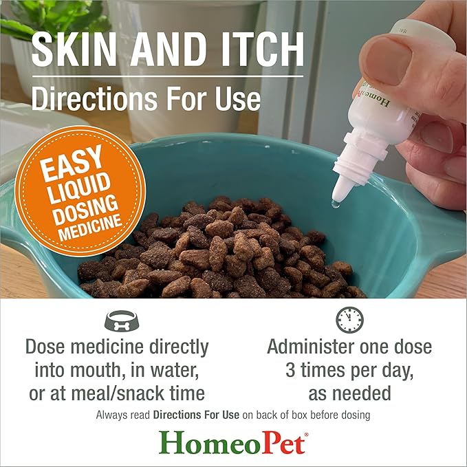 HomeoPet Skin and Itch, Safe and Natural Itch Relief for Dogs and Cats, Coat and Skin Soother for Pets, 15 Milliliters
