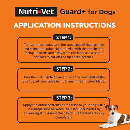 Nutri-Vet Guard+ for Dogs, Flea and Tick Prevention Spot On Drops, Topical Treatment for Dogs 5-22 lbs, Puppy Essentials, Waterproof Formula, 3 Monthly Doses, 90 Days of Protection