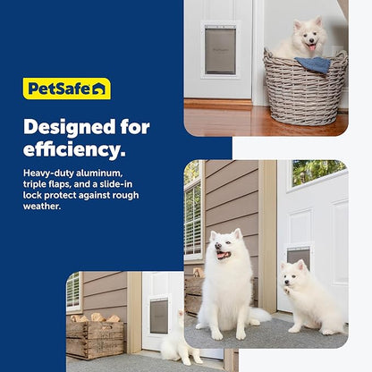 PetSafe Extreme Weather Aluminum Pet Door - Energy-Saving Thermal Barrier Pet Flap with Slide-in Door Locking & Secure Flap Cover - for Dogs Up to 40 Lb - Medium