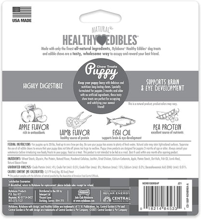 Nylabone Healthy Edibles Natural Puppy Chews Long Lasting Treats for Puppies, Lamb & Apple Flavor, Small/Regular (4 Count)
