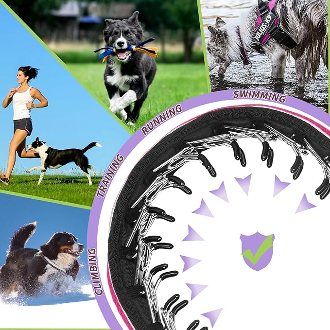 Martingale No Pull Dog Collar for Large Medium Dogs Training Walking, Heavy Duty Nylon Reflective Adjustable Anti Pull Slip Collar with Buckle L Hot Pink