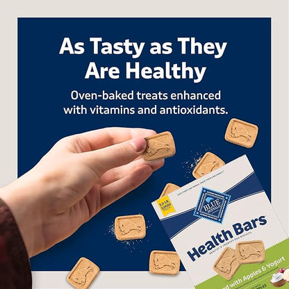 Blue Buffalo Health Bars Crunchy Dog Biscuits, Oven-Baked with Natural Ingredients, Apples & Yogurt, 3.5-lbs Box