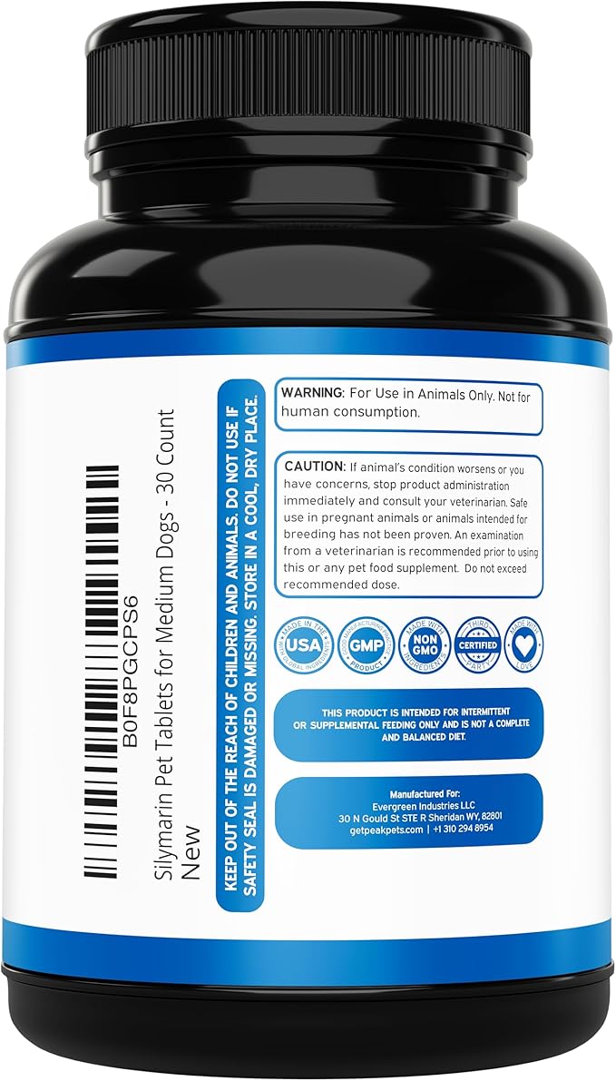 Liver Support Supplement for Medium Dogs with Silymarin (SAMe & Silybin) S-Adenosyl-L-methionine (SAM-e) & Silybum (Milk Thistle) Dog Liver Supplement - 3rd Party Tested, Non GMO - 30 Chewable Tablets