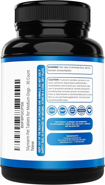 Liver Support Supplement for Medium Dogs with Silymarin (SAMe & Silybin) S-Adenosyl-L-methionine (SAM-e) & Silybum (Milk Thistle) Dog Liver Supplement - 3rd Party Tested, Non GMO - 30 Chewable Tablets