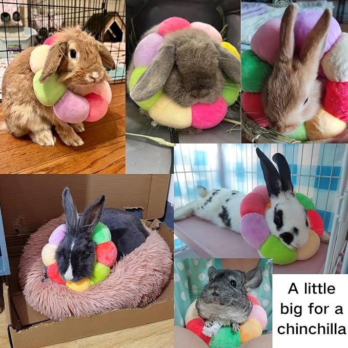 Rabbit Protection Cone Collar,Adjustable Soft Pet Recovery Collar for Rabbit/Chinchilla/Guinea Pigs/Kitten After Surgery Wound Healing,Elizabeth Neck Recovery E-Collar for Small Animals (S)