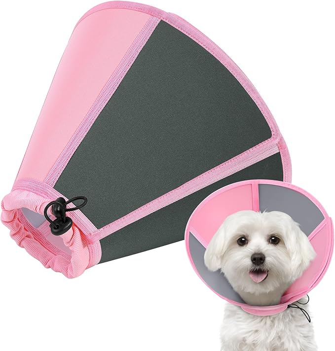 SUNFURA Dog Cone - Soft Cone for Dogs to Stop Licking, Adjustable Dog Cones for Medium Dogs After Surgery, Pet Recovery Elizabethan Collar Alternative for Wound Care, Spay, Neuter, Pink M