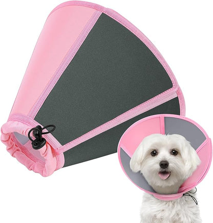 SUNFURA Dog Cone - Soft Cone for Dogs to Stop Licking, Adjustable Dog Cones for Medium Dogs After Surgery, Pet Recovery Elizabethan Collar Alternative for Wound Care, Spay, Neuter, Pink M