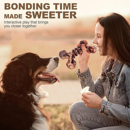 Kseroo Indestructible Dog Toys for Aggressive Chewers 6-Pack: Bacon Flavored Dog Chew Toys, Tough Dog Toys for Medium & Large Dogs (20-90lbs), Heavy Duty Nylon Dog Bone Toys to Keep Them Busy, Brown