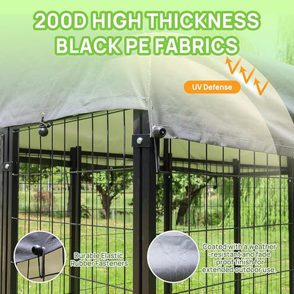 Dog Kennel Outdoor 8 x4 x6 ft with Roof and Rotating Bowl Holders, Large Metal Dog Enclosure, Heavy Duty Dog House Built with Robust 4mm Diameter Wire (8'L x 4'W x 6'H)