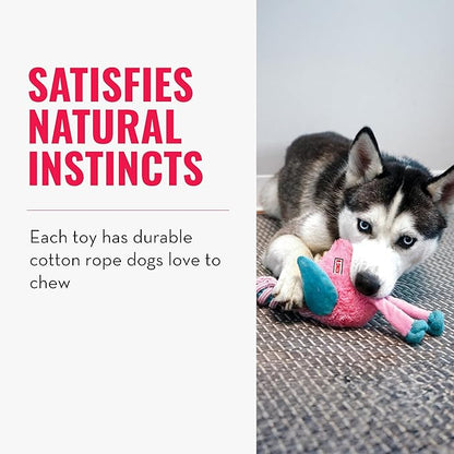 KONG Knots Twists Plush Dog Toy – Durable Rope & Plush for Tug and Toss – Internal Knotted Rope and Squeaker – Assorted Characters (Small/Medium)