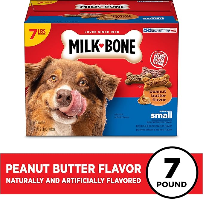 Milk-Bone Peanut Butter Flavor Naturally & Artificially Flavored Dog Biscuits - Crunchy Dog Treats - 7 Pounds (Packaging Design May Vary),(Pack of 2)