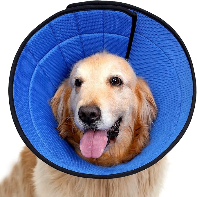 Dog Cone for Small, Medium, and Large Dogs and Cats, Soft Cone for Dogs After Surgery, Lightweight Leathaire Recovery Cone Collar to Stop Licking and Scratching (Black, 3(Neck:7.75-9.5"))