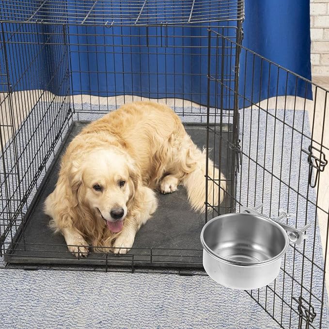 OUNONA 2pcs Stainless Steel Dog Water and Food Bowls Anti-Spill Large Capacity 10x4.5cm 12x5cm Pet Feeding Dish for Home Use Puppy and Kitten Supplies