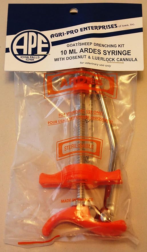 10cc Injector or Drencher Adjust Dose Syringe Re-Usable Sheep Goat Swine Wormer