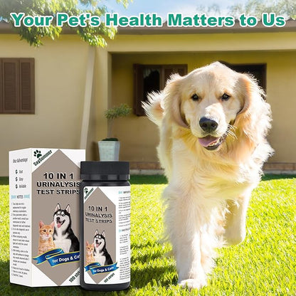Urine Test Strips for Dogs Cats - 100 Counts Urinalysis Test Strips for Pets 10 in 1 Testing Protein Blood Leukocytes pH Nitrite and More Dog Cat Test Kit for Pets