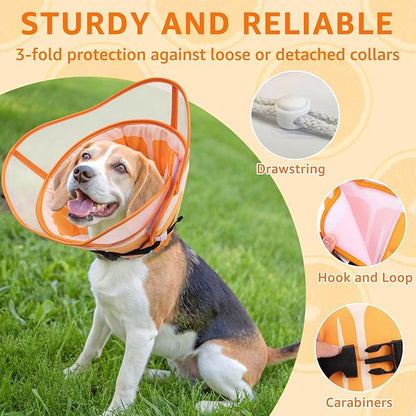 SCENEREAL Dog Cone for Dogs After Surgery, Adjustable Cone Collar Alternative to Stop Licking for Wound Care, Spay, Neuter, Soft Recovery Cone E-Collar Neck Collar for M L Size Dogs, Orange M