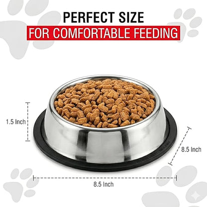 Loving Pets Stainless Steel Non-Tip Dog Bowl – Heavy Duty No Spill Dog Bowl with Removable Rubber Base – Durable, Non-Skid Stainless Steel Dog Food Bowl & Dog Water