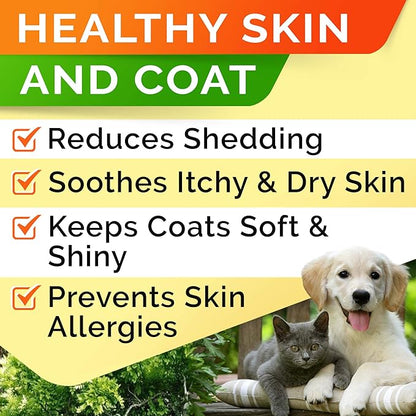 StrellaLab 32 OZ Salmon Oil for Dogs - Omega 3 for Dogs & Cats, Itch & Allergy Relief, Wild Alaskan Salmon Oil for Skin & Coat, Fish Oil Liquid, Shedding Health Support EPA & DHA Fatty Acids