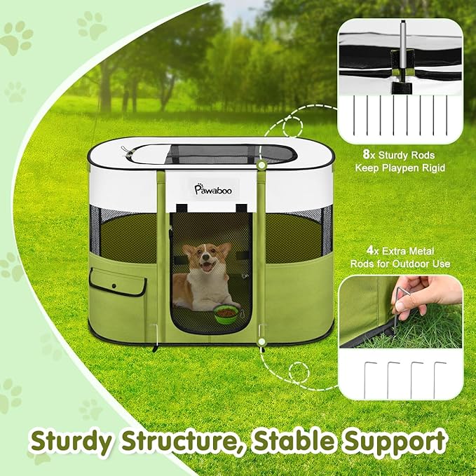 Dog Playpen, Portable Pet Playpen Cat PlayPens, 600D Oxford Dog Kennel Tent Crate, Waterproof&Breathable, Indoor Outdoor Travel Camping Use for Medium/Large Breed with Carrying Case+Folding Bowl(L)