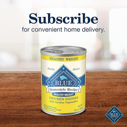 Blue Buffalo Homestyle Recipe Natural Adult Healthy Weight Wet Dog Food, Chicken 12.5-oz can, 12 Count (Pack of 2)