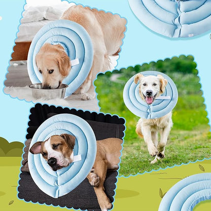 Soft Dog Cone Collar - Adjustable Recovery Cone for Large Dogs After Surgery to Stop Licking, Waterproof Elizabethan Protective Neck Donut Collar Alternative for Pet (Blue, XL)
