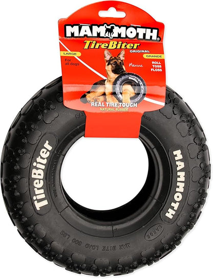 Mammoth TireBiter Originals - Natural Rubber Dog Toys - Dog Toys for Extra Long Interactive Play - Strong Chewer Toys for Dogs - Large, 10”