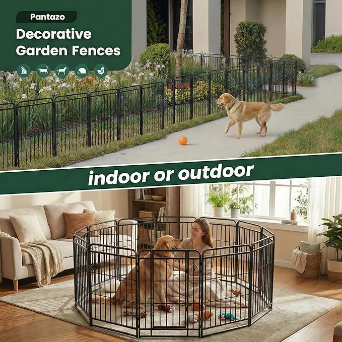 Dog Playpen Outdoor 24 Panels 40'' Rustproof Metal Dog Fence with Gate Small Medium Portable Large Dog Play Pen 54FT 180 Sq.ft for RV Camping, Trips, Play Yard