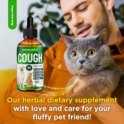Kennel Cough Medicine for Dogs & Cats – Kennel Cough Treatment Helps with Allergies & Sneezing – Herbal Supplement with Mullein Leaf, Angelica Root, Calendula Breeds – 2 Oz